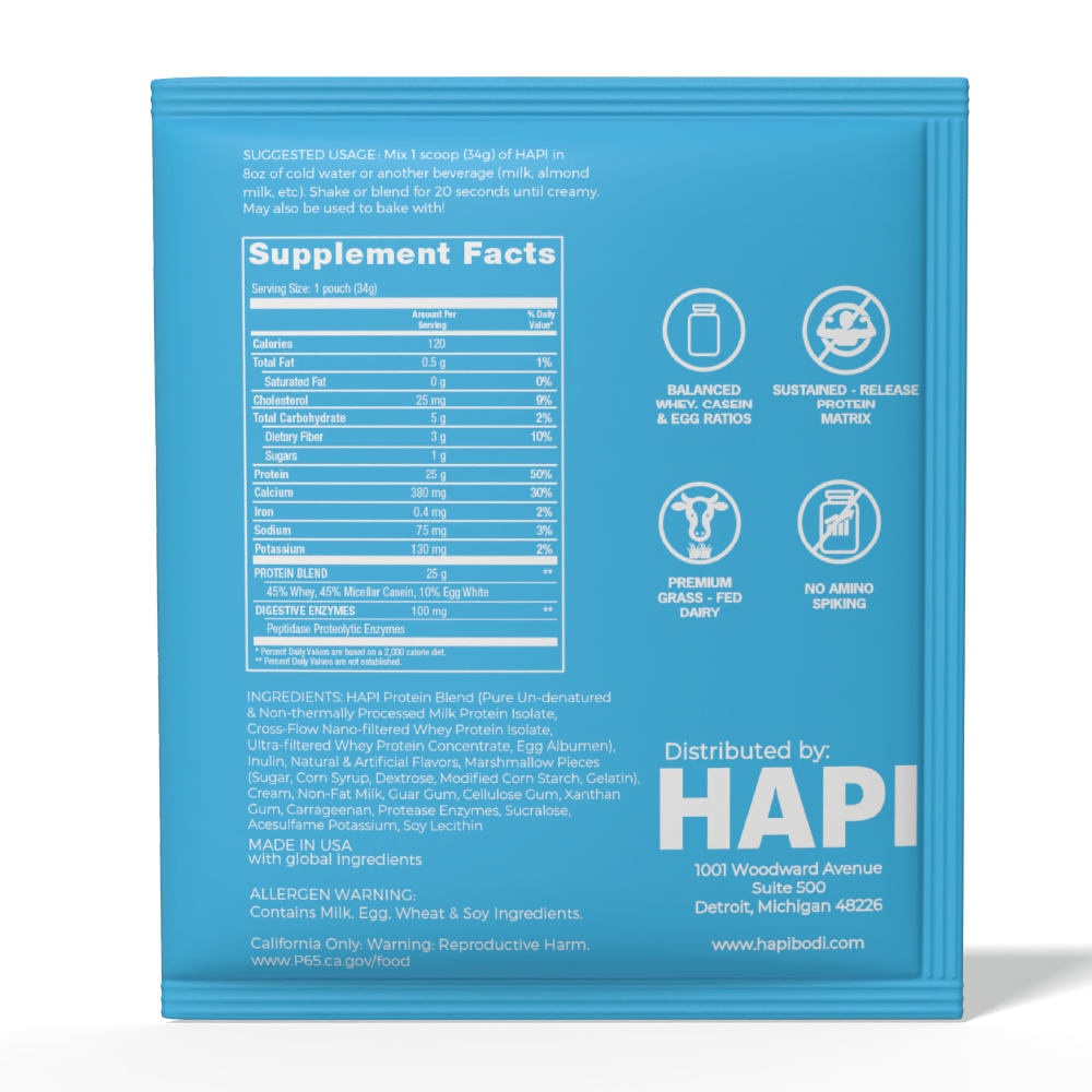 [Single Serve Packet] HAPI Marshmallow Fluff Protein (with mini marshmallows!)