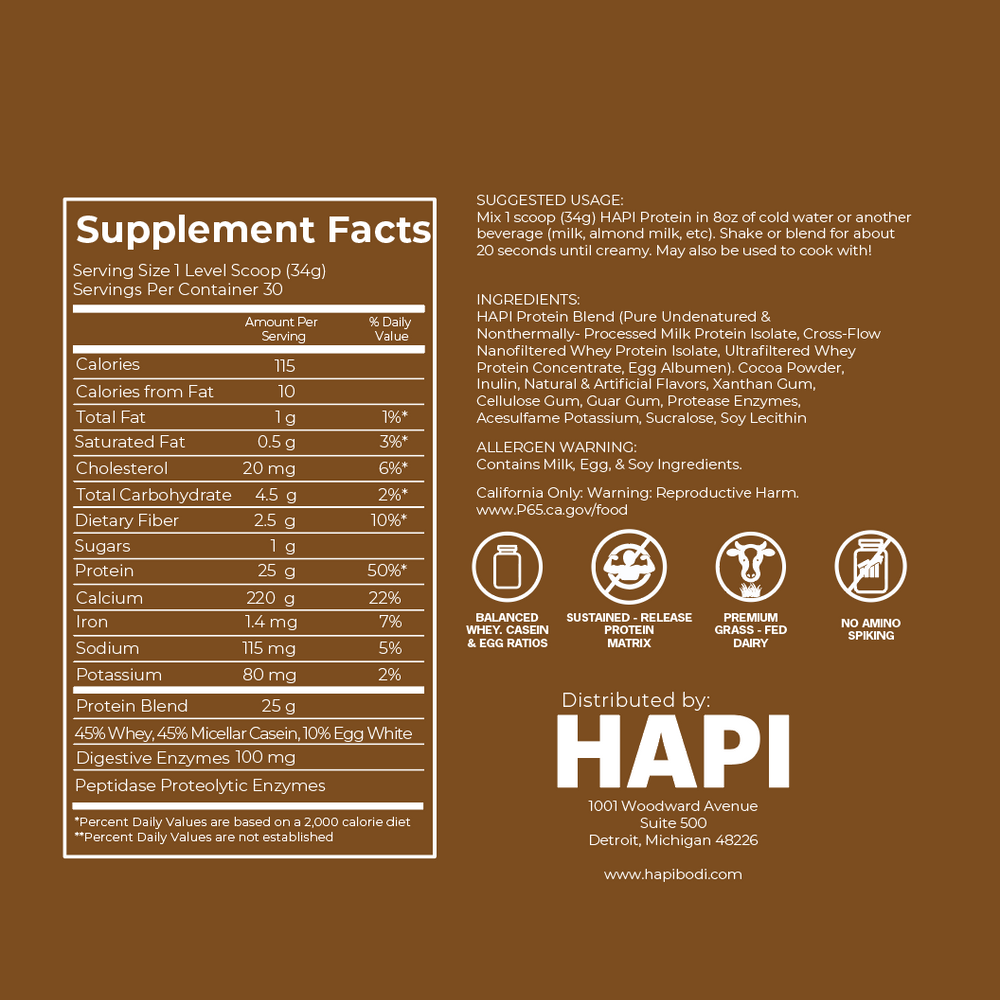 
                      
                        HAPI Chocolate Protein
                      
                    